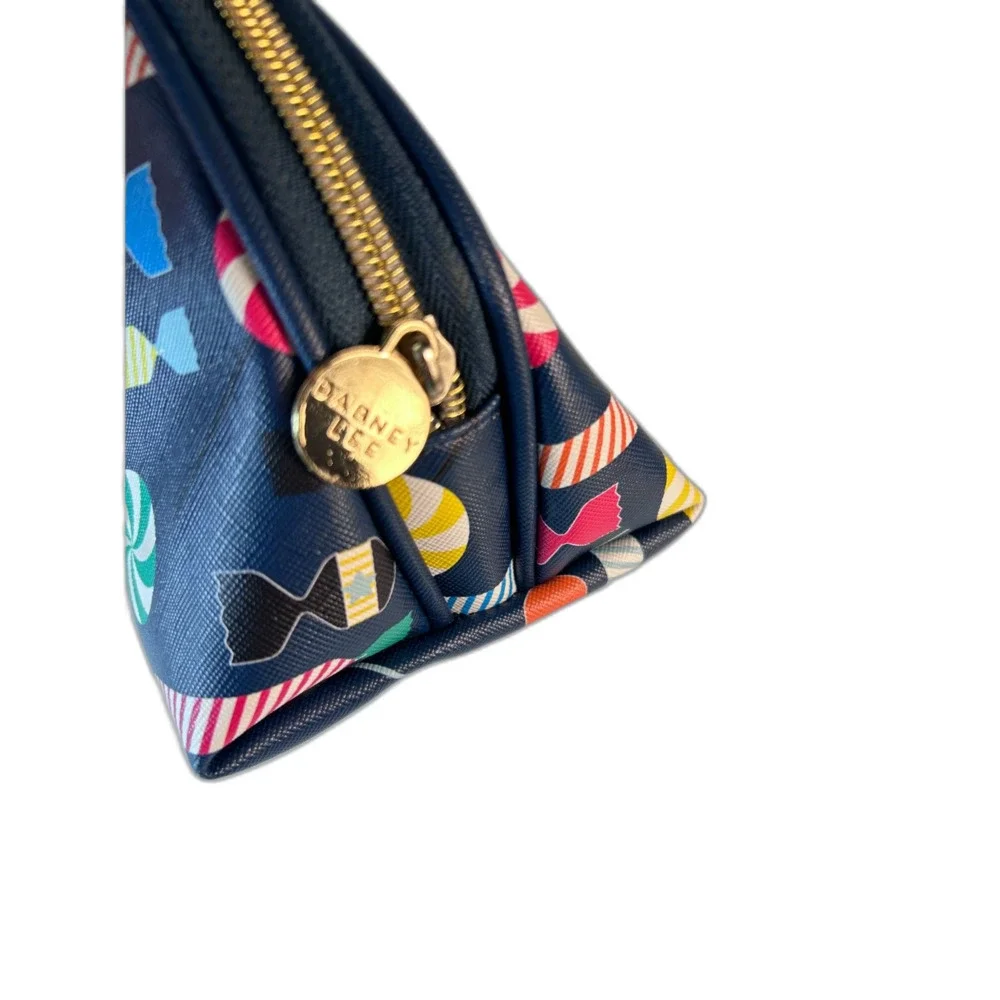 Dabney Lee NWOT Navy Multicolor Candy Print Zip Top Cosmetic Bag